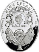Niue 2 Dollars Imperial Faberge Eggs. Moscow Kremlin Egg 2013 Proof 2 DOLLARS 2013 AG 925 ELIZABETH II NIUE ISLAND coin obverse Niue 2 Dollars Imperial Faberge Eggs. Moscow Kremlin Egg 2013 Proof 2 DOLLARS 2013 AG 925 ELIZABETH II NIUE ISLAND coin obverse