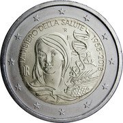 Italy 2 Euro (60th Anniversary of the Ministry of Health) KM# 415 MINISTERO DELLA SALUTE R 1958-2018 RI coin obverse
