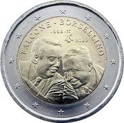 Italy 2 Euro (Falcone - Borsellino) FALCONE - BORSELLINO 1992 2022 RI R VDS coin obverse Italy 2 Euro (Falcone - Borsellino) FALCONE - BORSELLINO 1992 2022 RI R VDS coin obverse