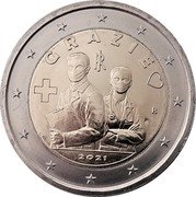 Italy 2 Euro (Health Professions) GRAZIE RI R C.M. 2021 coin obverse