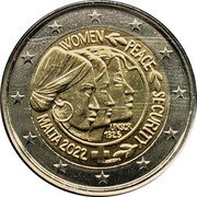 Malta 2 Euro (Women. Peace. Security) WOMEN, PEACE, SECURITY UNSCR 1325 MALTA 2022 A.NAPOLIONE coin obverse