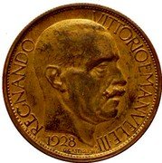 Italy 2 Lire Vittorio Emanuele III 1928 REGNANDO VITTORIO EMANVELE III 1928 G.GASTIGIIONI coin obverse