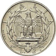 Italy 2 Lire (Vittorio Emanuele III Trial strike) KM# Pr62 ITALIA PROVA 1936 L. 2 XIV R coin reverse