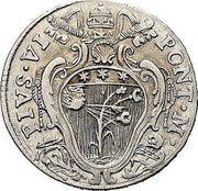 Italy 20 Bolognini (Pius VI) KM# 276a PIVS VI PONT M coin obverse Italy 20 Bolognini (Pius VI) KM# 276a PIVS VI PONT M coin obverse