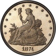 USA 20 Cents Liberty 1864. Pattern 1874  LIBERTY 1874 coin obverse USA 20 Cents Liberty 1864. Pattern 1874  LIBERTY 1874 coin obverse