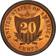 USA 20 Cents Token with Shield Pattern 1875  UNITED STATES OF AMERICA 20 CENTS coin reverse USA 20 Cents Token with Shield Pattern 1875  UNITED STATES OF AMERICA 20 CENTS coin reverse