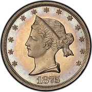 USA 20 Cents Liberty Token 1875  LIBERTY 1875 coin obverse USA 20 Cents Liberty Token 1875  LIBERTY 1875 coin obverse
