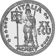 Italy 20 ECU (Caligula) X# 51 ITALIA XX ECU MCMXCV coin obverse Italy 20 ECU (Caligula) X# 51 ITALIA XX ECU MCMXCV coin obverse