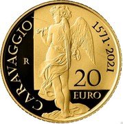 Italy 20 Euro (450th anniversary of the birth of Caravaggio) CARAVAGGIO R 1571 2021 20 EURO coin reverse