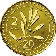 Italy 20 Euro Reproduction of the 2 Lire 2022 R Reverse Proof 2 2022 R 20 EURO coin reverse Italy 20 Euro Reproduction of the 2 Lire 2022 R Reverse Proof 2 2022 R 20 EURO coin reverse