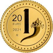Italy 20 Euro The Heritage of Lira 2021 R Proof 1 20 EURO 2021 R coin reverse
