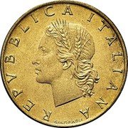 Italy 20 Lire (Trial strike. Prova) KM# Pr82 REPVBBLICA ITALIANA GIAMPAOLI coin obverse