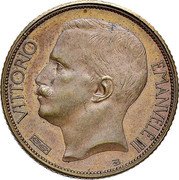 Italy 20 Lire (Vittorio Emanuele III) VITTORIO EMANVELE III coin obverse Italy 20 Lire (Vittorio Emanuele III) VITTORIO EMANVELE III coin obverse