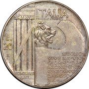 Italy 20 Lire (Vittorio Emanuele III) KM# Pr50 ITALIA PROVA DI STAMPA L 20 MCMXXAVI MEGLIO VIVERE VN GIORNO DA LEONE CHE CENTO ANNI DA PECO RA MCMXVIII coin reverse Italy 20 Lire (Vittorio Emanuele III) KM# Pr50 ITALIA PROVA DI STAMPA L 20 MCMXXAVI MEGLIO VIVERE VN GIORNO DA LEONE CHE CENTO ANNI DA PECO RA MCMXVIII coin reverse