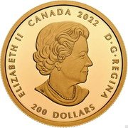 Canada 200 Dollars ((Forevermark Black Label diamond - Cushion)) ELIZABETH II D G REGINA CANADA 2022 200 DOLLARS coin obverse