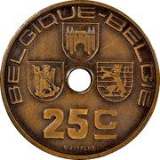 Belgium 25 Centimes (Leopold III Pattern) KM# Pn409 BELGIQUE BELGIE 25C O.JESPERS coin obverse Belgium 25 Centimes (Leopold III Pattern) KM# Pn409 BELGIQUE BELGIE 25C O.JESPERS coin obverse