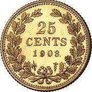 Netherlands 25 Cents (Wilhelmina Pattern) 25 CENTS 1903 coin reverse Netherlands 25 Cents (Wilhelmina Pattern) 25 CENTS 1903 coin reverse