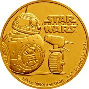 Niue 25 Dollars (BB-8 & D-O) STAR THE RISE OF SKYWALKER WARS TM 1/4 OZ 9999 FINE GOLD © & TM LUCASFILM LTD coin reverse Niue 25 Dollars (BB-8 & D-O) STAR THE RISE OF SKYWALKER WARS TM 1/4 OZ 9999 FINE GOLD © & TM LUCASFILM LTD coin reverse
