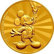 Niue 25 Dollars (Elizabeth II Mickey Mouse) 1/4 OZ 9999 FINE GOLD © DISNEY coin reverse Niue 25 Dollars (Elizabeth II Mickey Mouse) 1/4 OZ 9999 FINE GOLD © DISNEY coin reverse