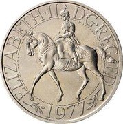 UK 25 New Pence (Elizabeth II Silver Jubilee. Machin Pattern) ELIZABETH II DG REG FD 1977 coin obverse UK 25 New Pence (Elizabeth II Silver Jubilee. Machin Pattern) ELIZABETH II DG REG FD 1977 coin obverse