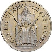 UK 25 New Pence (Elizabeth II Silver Jubilee. Sindall Pattern) ELIZABETH II DEI GRA REG FID DEF coin obverse UK 25 New Pence (Elizabeth II Silver Jubilee. Sindall Pattern) ELIZABETH II DEI GRA REG FID DEF coin obverse