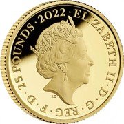UK 25 Pounds Rolling Stones 2022 Proof ELIZABETH II D G REG F D 25 POUNDS 2022 JC coin obverse UK 25 Pounds Rolling Stones 2022 Proof ELIZABETH II D G REG F D 25 POUNDS 2022 JC coin obverse