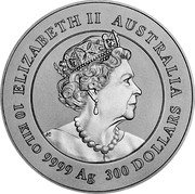 Australia 300 Dollars (Year of the Rabbit) ELIZABETH II AUSTRALIA JC 10 KILO 9999 AG 300 DOLLARS coin obverse Australia 300 Dollars (Year of the Rabbit) ELIZABETH II AUSTRALIA JC 10 KILO 9999 AG 300 DOLLARS coin obverse