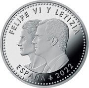 Spain 40 Euro (500th Anniversary Around the World) 2022 ESPAÑA FELIPE VI Y LETIZIA coin obverse Spain 40 Euro (500th Anniversary Around the World) 2022 ESPAÑA FELIPE VI Y LETIZIA coin obverse
