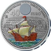 Spain 40 Euro (500th Anniversary Around the World) 40 EURO M V CENTENARIO VUELTA AL MUNDO coin reverse Spain 40 Euro (500th Anniversary Around the World) 40 EURO M V CENTENARIO VUELTA AL MUNDO coin reverse