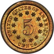 USA 5 Cents Pattern Without Rays 1866 UNITED STATES OF AMERICA 5 CENTS coin reverse USA 5 Cents Pattern Without Rays 1866 UNITED STATES OF AMERICA 5 CENTS coin reverse
