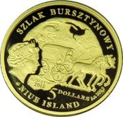 Niue 5 Dollars Amber Route. Elblag 2012 Proof ELIZABETH II 2012 5 DOLLARS SZLAK BURSZTYNOWY NIUE ISLAND coin obverse