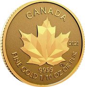 Canada 5 Dollars Maple leaf 2023 in set CM 2023 CANADA 9999 FINE GOLD 1/10 OZ OR PUR coin reverse Canada 5 Dollars Maple leaf 2023 in set CM 2023 CANADA 9999 FINE GOLD 1/10 OZ OR PUR coin reverse