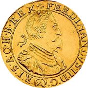 Austria 5 Ducat (Ferdinand II) KM# 660A FERDINANDVS II D G ( V ) R I S A G H B REX coin obverse Austria 5 Ducat (Ferdinand II) KM# 660A FERDINANDVS II D G ( V ) R I S A G H B REX coin obverse