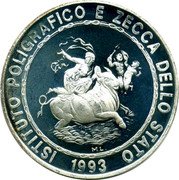 Italy 5 ECU Europa Riding 1993 Proof X# 21 ISTITUTO POLIGRAFICO E ZECCA DELO STATO 1993 coin reverse Italy 5 ECU Europa Riding 1993 Proof X# 21 ISTITUTO POLIGRAFICO E ZECCA DELO STATO 1993 coin reverse