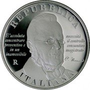 Italy 5 Euro 150 years Italian Court of Auditors 2012 R Proof REPUBBLICA E' ASSOLUTA NECESSITÀ CONCENTRARE IL CONTROLLO PREVENTIVO E CONSUNTIVO IN UN MAGISTRATO INAMOVIBILE C. CAVOUR R ITALIANA coin obverse Italy 5 Euro 150 years Italian Court of Auditors 2012 R Proof REPUBBLICA E' ASSOLUTA NECESSITÀ CONCENTRARE IL CONTROLLO PREVENTIVO E CONSUNTIVO IN UN MAGISTRATO INAMOVIBILE C. CAVOUR R ITALIANA coin obverse