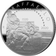 Italy 5 Euro 500th Anniversary of the death of Raffaello Sanzio 2020 R Proof RAFFAELLO 5 EURO 1520 2020 coin reverse
