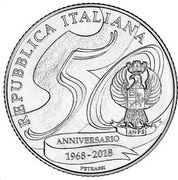 Italy 5 Euro (50th Anniversary of the Foundation of the National Association of the State Police) REPUBBLICA ITALIANA ANPS ANNIVERSARIO 1968-2018 PETRASSI coin obverse Italy 5 Euro (50th Anniversary of the Foundation of the National Association of the State Police) REPUBBLICA ITALIANA ANPS ANNIVERSARIO 1968-2018 PETRASSI coin obverse