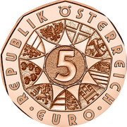 Austria 5 Euro Democratic Republic 2022 5 EURO REPUBLIK ÖSTERREICH coin obverse Austria 5 Euro Democratic Republic 2022 5 EURO REPUBLIK ÖSTERREICH coin obverse