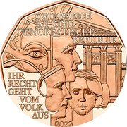 Austria 5 Euro Democratic Republic 2022 2022 IHR RECHT GEHT VOM VOLK AUS ÖSTERREICH IST EINE DEMOKRATISCHE REPUBLIK coin reverse Austria 5 Euro Democratic Republic 2022 2022 IHR RECHT GEHT VOM VOLK AUS ÖSTERREICH IST EINE DEMOKRATISCHE REPUBLIK coin reverse