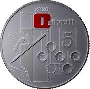 Italy 5 Euro (Olivetti Lettera 22. Green) 5 EURO 2020 R OLIVETTI coin reverse