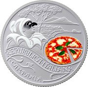 Italy 5 Euro Pizza and Mozzarella 2020 R Coincard REPUBBLICA ITALIANA COLANERI. CAMPIANIA coin obverse