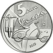 Italy 5 Euro (Vespa. Green) 5 EURO VESPA R 2019 VESPA coin reverse Italy 5 Euro (Vespa. Green) 5 EURO VESPA R 2019 VESPA coin reverse