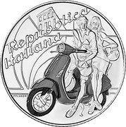 Italy 5 Euro (Vespa Scooter) REPUBBLICA ITALIANA COLANERI coin obverse Italy 5 Euro (Vespa Scooter) REPUBBLICA ITALIANA COLANERI coin obverse