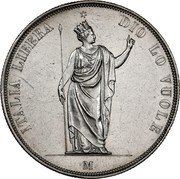 Italy 5 Lira KM# Pn12 Lombardy - Venetia ITALIA LIBERA DIO LO VUOLE M coin reverse Italy 5 Lira KM# Pn12 Lombardy - Venetia ITALIA LIBERA DIO LO VUOLE M coin reverse