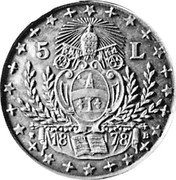 Italy 5 Lire (Leo XIII) X# 2 5 L 18 78 coin reverse Italy 5 Lire (Leo XIII) X# 2 5 L 18 78 coin reverse