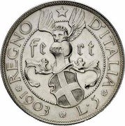 Italy 5 Lire Vittorio Emanuele III Pattern 1903  KM# Pn4 REGNO D'ITALIA FERT 1903 L 5 coin reverse Italy 5 Lire Vittorio Emanuele III Pattern 1903  KM# Pn4 REGNO D'ITALIA FERT 1903 L 5 coin reverse
