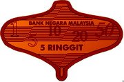 Malaysia 5 Ringgit (50th Anniversary of Kilang Wang Bank Negara. Gasing) 5 RINGGIT BANK NEGARA MALAYSIA 1 5 10 20 50 coin obverse Malaysia 5 Ringgit (50th Anniversary of Kilang Wang Bank Negara. Gasing) 5 RINGGIT BANK NEGARA MALAYSIA 1 5 10 20 50 coin obverse