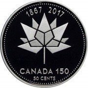 Canada 50 Cents (Canada 150 Maple leaf) KM# 2303a 1867 2017 CANADA 150 50 CENTS coin reverse Canada 50 Cents (Canada 150 Maple leaf) KM# 2303a 1867 2017 CANADA 150 50 CENTS coin reverse