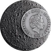 Niue 50 Dollars (Moon Landing) ELIZABETH II NIUE 50 DOLLARS IRB 2019 1 KILOGRAM 999 FINE SILVER coin obverse Niue 50 Dollars (Moon Landing) ELIZABETH II NIUE 50 DOLLARS IRB 2019 1 KILOGRAM 999 FINE SILVER coin obverse