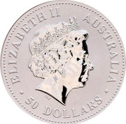 Australia 50 Dollars Koala. Elizabeth II 1999 P 100 In Sets only ELIZABETH II AUSTRALIA 50 DOLLARS IRB coin obverse Australia 50 Dollars Koala. Elizabeth II 1999 P 100 In Sets only ELIZABETH II AUSTRALIA 50 DOLLARS IRB coin obverse